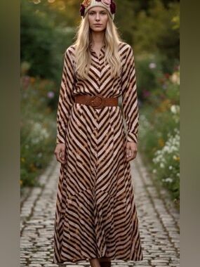 New Jaded Gypsy Fade Away Duster Sunset Striped Button Down Duster Dress